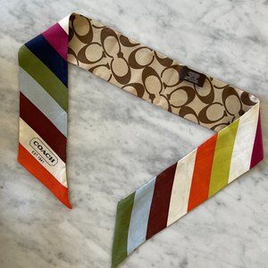 Coach reversible silk skinny scarf